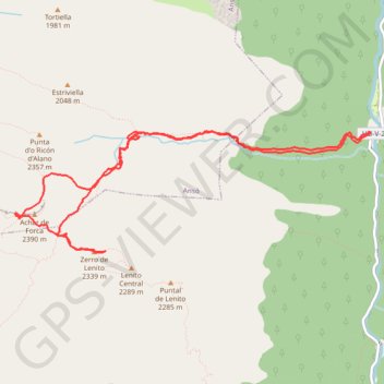 Itinéraire Cerro de Lenito y Peña Forca desde Selva de Oza, distance, dénivelé, altitude, carte, profil, trace GPS