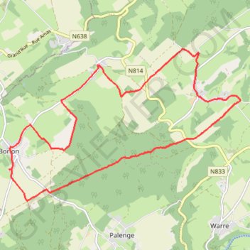 Itinéraire Marche - Borlon - Province du Luxembourg -Belgique, distance, dénivelé, altitude, carte, profil, trace GPS