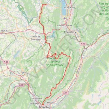Itinéraire GR 9 de Yenne (Savoie) à Grenoble (Isère), distance, dénivelé, altitude, carte, profil, trace GPS