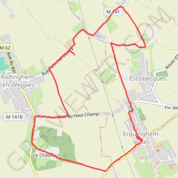 Itinéraire Erquinhem le Sec, distance, dénivelé, altitude, carte, profil, trace GPS