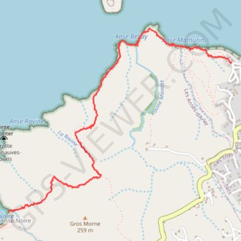 Itinéraire Anse à l'Âne - Anse Noire, distance, dénivelé, altitude, carte, profil, trace GPS