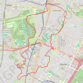 Itinéraire Antony - Sceaux - Bourg-la-Reine, distance, dénivelé, altitude, carte, profil, trace GPS