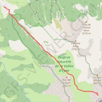 Itinéraire Vallée d'Eyne, Pic d'Eyne, distance, dénivelé, altitude, carte, profil, trace GPS