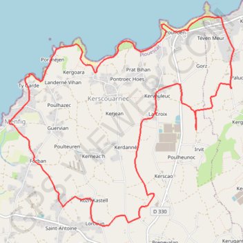 Itinéraire De Kerfissien à Languien, distance, dénivelé, altitude, carte, profil, trace GPS