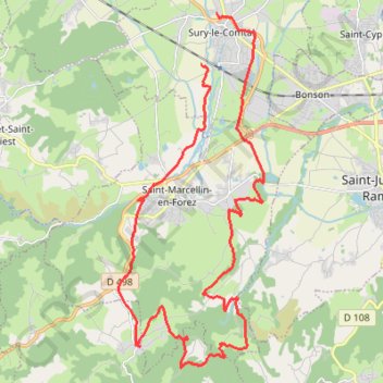 Itinéraire Marche de Sury-le-Comtal - Les Marcheurs Du Bord De Mare, distance, dénivelé, altitude, carte, profil, trace GPS