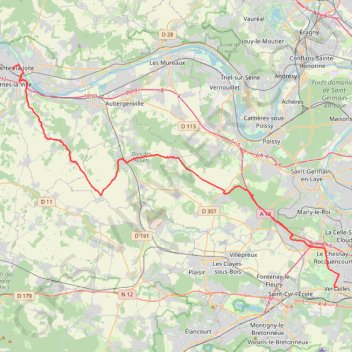 Itinéraire Randonnée de Versailles à Mantes-la-Jolie, distance, dénivelé, altitude, carte, profil, trace GPS