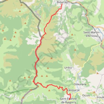 Itinéraire GR10_(D)-(A)_Bidarray-Baigorry, distance, dénivelé, altitude, carte, profil, trace GPS