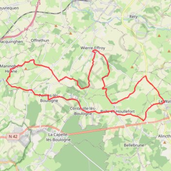 Itinéraire La vallée du Wimereux - Le Wast, distance, dénivelé, altitude, carte, profil, trace GPS