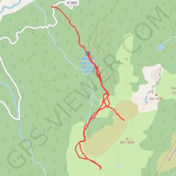 Itinéraire Monts d'Olmes, distance, dénivelé, altitude, carte, profil, trace GPS