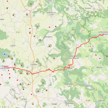Itinéraire Le Monastier / Bouchet Saint-Nicolas 23.5kms, distance, dénivelé, altitude, carte, profil, trace GPS