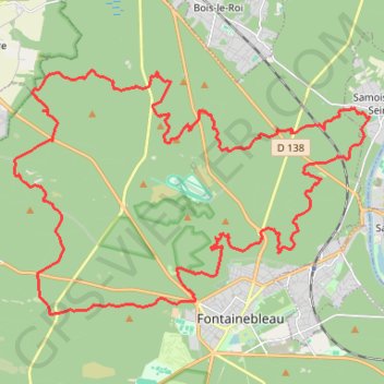 Itinéraire Fontainebleau-40km, distance, dénivelé, altitude, carte, profil, trace GPS