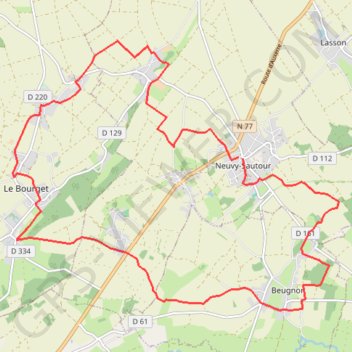 Itinéraire Neuvy-Sautour, distance, dénivelé, altitude, carte, profil, trace GPS