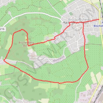 Itinéraire bischoffsheim bischenberg, distance, dénivelé, altitude, carte, profil, trace GPS