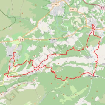 Itinéraire Escapade VTT vers Mazaugues et Tourves, distance, dénivelé, altitude, carte, profil, trace GPS