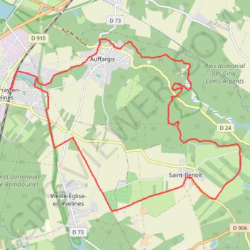 Itinéraire Auffargis, distance, dénivelé, altitude, carte, profil, trace GPS