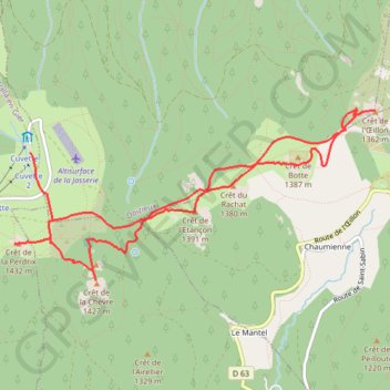 Itinéraire Sentier des Crêts, distance, dénivelé, altitude, carte, profil, trace GPS