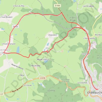 Itinéraire Les Étangs d'Argoulais - Château-Chinon, distance, dénivelé, altitude, carte, profil, trace GPS