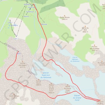 Itinéraire Albaron, distance, dénivelé, altitude, carte, profil, trace GPS