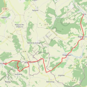 Itinéraire De Avirey Lingey à Etourvy (Chemin de Compostelle), distance, dénivelé, altitude, carte, profil, trace GPS