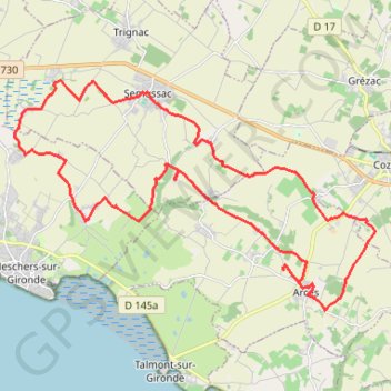 Itinéraire VTT - circuit n°10 - Semussac, distance, dénivelé, altitude, carte, profil, trace GPS