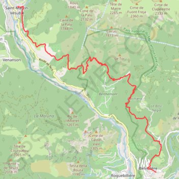 Itinéraire Saint-Martin-Vésubie > Belvédère (Via Alpina), distance, dénivelé, altitude, carte, profil, trace GPS