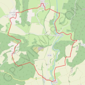 Itinéraire Le vallon de la Resaigne - Saint-Broingt-le-Bois - Grandchamp, distance, dénivelé, altitude, carte, profil, trace GPS