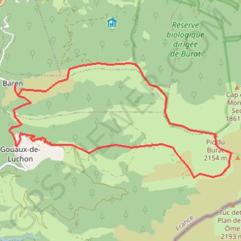 Itinéraire Mail de la Pique, pic de Maupas, pic de Burat depuis Baren, distance, dénivelé, altitude, carte, profil, trace GPS