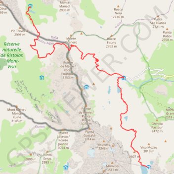 Itinéraire Refuge Quintino Sella - Refuge Granero, distance, dénivelé, altitude, carte, profil, trace GPS