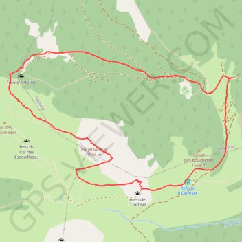 Itinéraire Le Pic d'Ourtiset depuis le Col de Tourrugue, distance, dénivelé, altitude, carte, profil, trace GPS