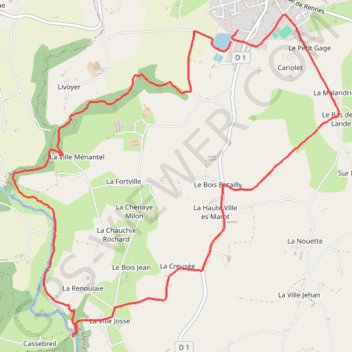 Itinéraire De Plessala vers la Roche aux Cerfs, distance, dénivelé, altitude, carte, profil, trace GPS