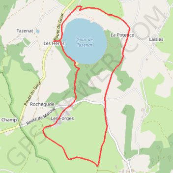 Itinéraire Gour de Tazenat, distance, dénivelé, altitude, carte, profil, trace GPS