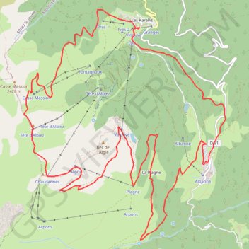 Itinéraire Les Karellis - Albanne, distance, dénivelé, altitude, carte, profil, trace GPS
