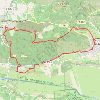 Itinéraire Meuneries-Paradou-Fontvieille-Trace-Nord, distance, dénivelé, altitude, carte, profil, trace GPS