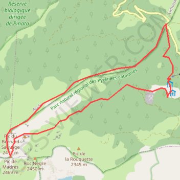Itinéraire Madres depuis le col de Jau, distance, dénivelé, altitude, carte, profil, trace GPS