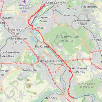 Itinéraire Corbeil-Essonnes, rando le sentier de la Seine, distance, dénivelé, altitude, carte, profil, trace GPS