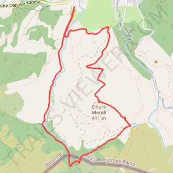 Itinéraire Ziburumendi en circuit depuis la Chapelle d'Olhette, distance, dénivelé, altitude, carte, profil, trace GPS