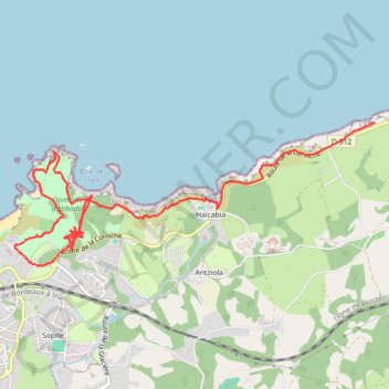 Itinéraire Cote basque Hendaye-retour, distance, dénivelé, altitude, carte, profil, trace GPS