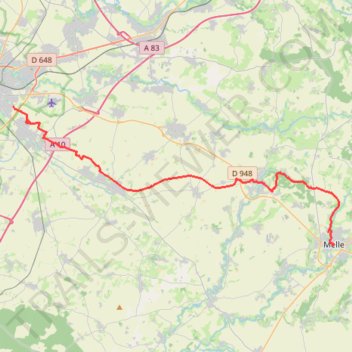 Itinéraire Niort vers Melle vélideale, distance, dénivelé, altitude, carte, profil, trace GPS