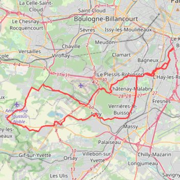 Itinéraire Balade entre Bièvre et plateau de Saclay, distance, dénivelé, altitude, carte, profil, trace GPS