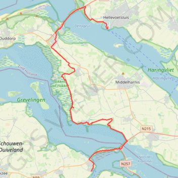 Itinéraire Rott-Rott_Tag 3_Hellevoetsluis-Bruinisse on GPSies.com, distance, dénivelé, altitude, carte, profil, trace GPS