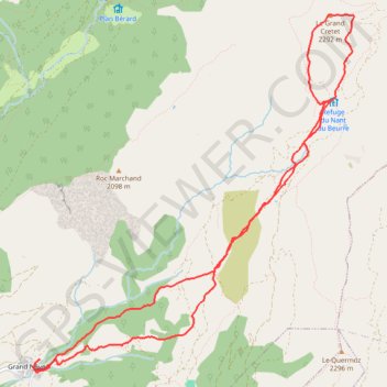 Itinéraire Le Grand Cretet par le refuge du Nant du Beurre, distance, dénivelé, altitude, carte, profil, trace GPS