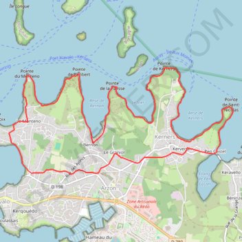 Itinéraire Cirkwi-Arzon___Les_Pointes_du_Golfe_(officiel), distance, dénivelé, altitude, carte, profil, trace GPS