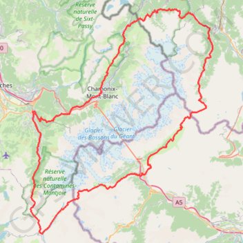 Itinéraire Chamonix - UTMB - Ultra Trail du Mt Blanc 2015, distance, dénivelé, altitude, carte, profil, trace GPS