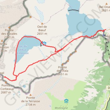 Itinéraire Le Cheval Blanc Emosson, distance, dénivelé, altitude, carte, profil, trace GPS