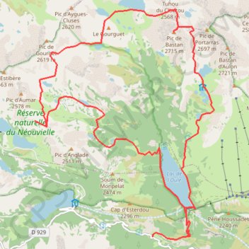 Itinéraire Pic de Bastan depuis Artigusse, distance, dénivelé, altitude, carte, profil, trace GPS