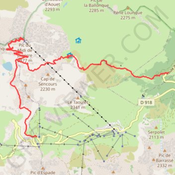 Itinéraire Col de sencours-pic du Midi de Bigorre, distance, dénivelé, altitude, carte, profil, trace GPS