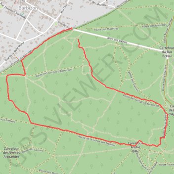 Itinéraire Marche Nordique Barbizon, distance, dénivelé, altitude, carte, profil, trace GPS