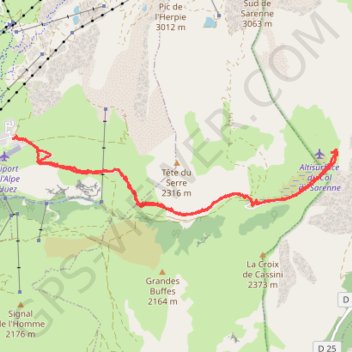 Itinéraire Col de sarenne, distance, dénivelé, altitude, carte, profil, trace GPS