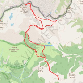Itinéraire Roche de l'Abisse Rocca dell Abisso, distance, dénivelé, altitude, carte, profil, trace GPS