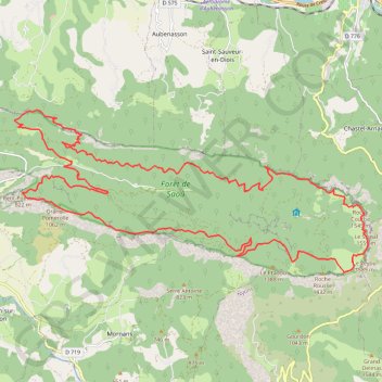 Itinéraire tour du sinclinal, distance, dénivelé, altitude, carte, profil, trace GPS